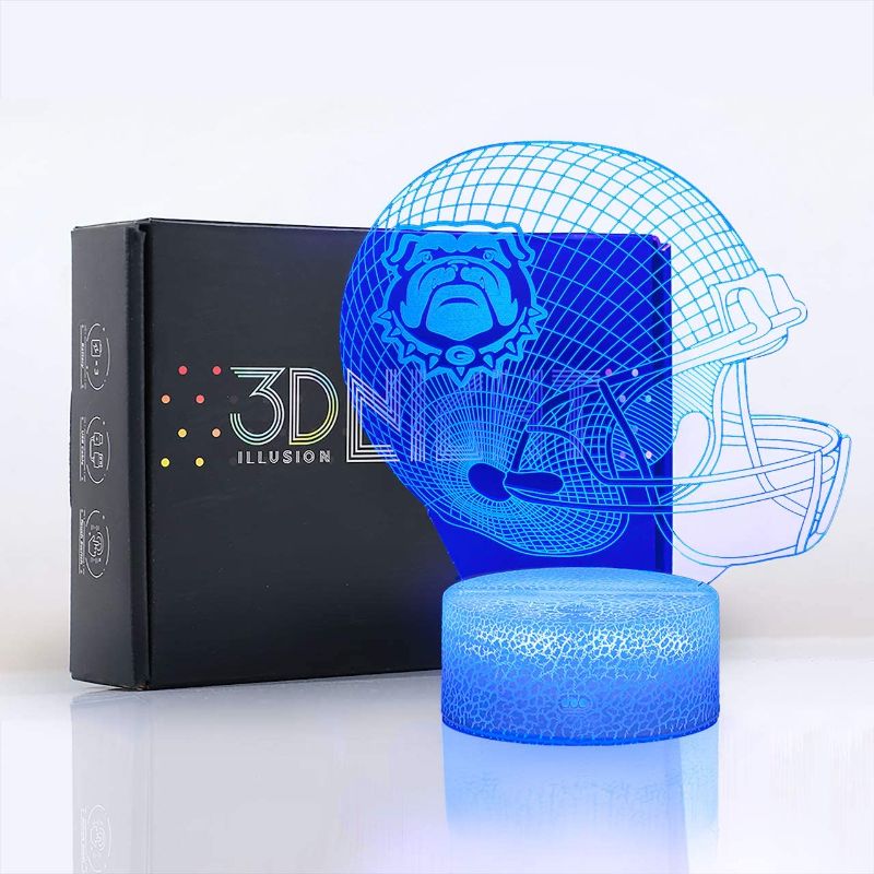 Photo 1 of Ikavis 3D LED Night Light Football Helmet Flat Acrylic Illusion Lighting Lamp with 7 Colors and Touch Sensor, Sports Fan Nightlight Gift for Kids, Boys, Girls, Men or Women, LIGHT PATTERN MAY DIFFER FROM STOCK PHOTO
