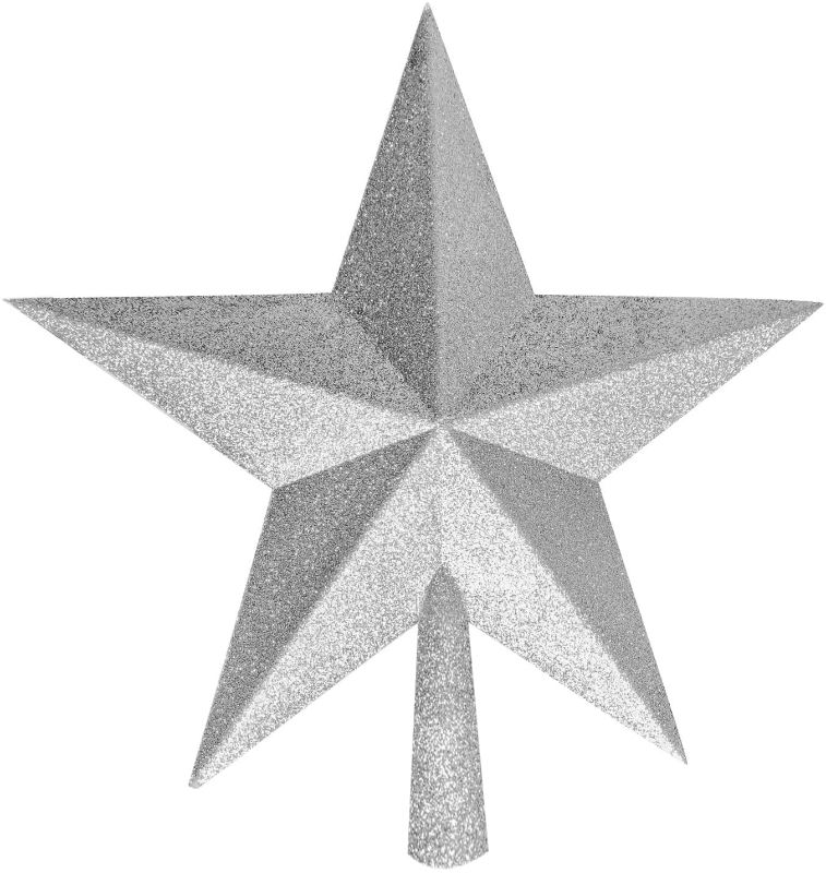 Photo 1 of Christmas Tree Topper Star 3D Sparkling Shatterproof Resistant Plastic Star Christmas Tree Ornament Topper Decoration 6 Inch(Silver), PACK OF 3

