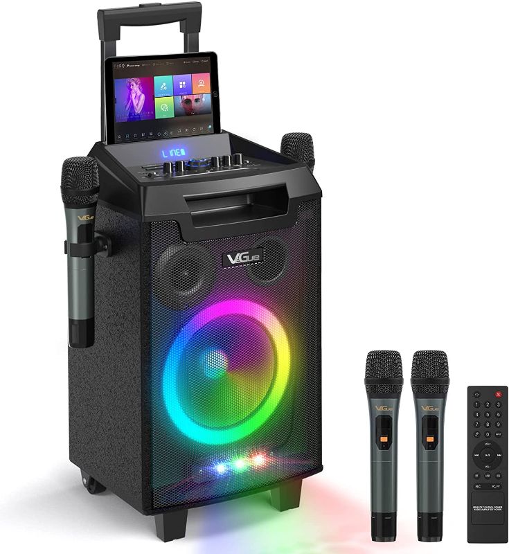 Photo 1 of VeGue Karaoke Machine, Bluetooth Speaker PA System for Adults & Kids with 2 Wireless Microphones, 8'' Subwoofer, Wireless Singing Machine for Christmas Party, Wedding, Gathering(VS-0866)
