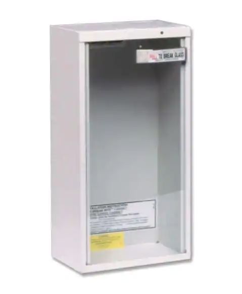 Photo 1 of 28 in. H x 10 in. W x 8 in. D 20 lb. Heavy-Duty Steel Surface Mount Fire Extinguisher Cabinet in White
