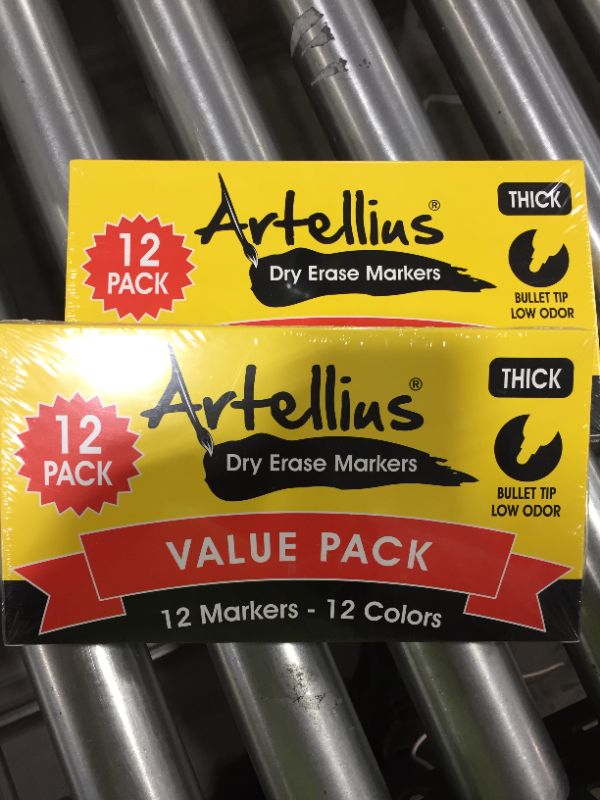 Photo 3 of Dry Erase Markers (12 Pack of Assorted Colors) Thick Barrel Design - Perfect Pens For Writing on Whiteboards, Dry-Erase Boards, Mirrors, Windows, & All White Board Surfaces
2 PACKS