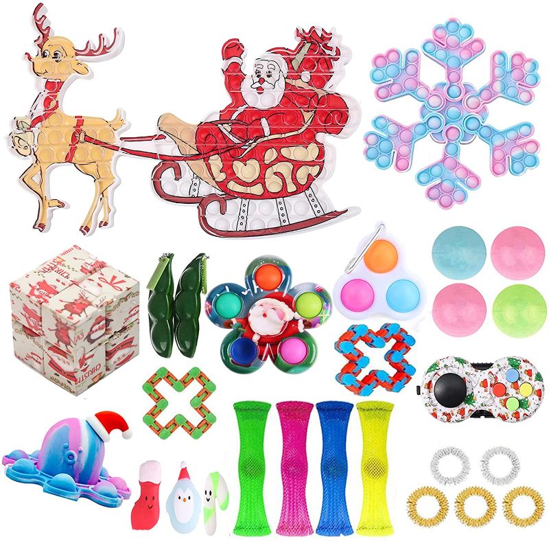 Photo 1 of Auciho Fidget Toys Pack for Christmas, Xmas Sensory Fidget Pack with Santa Claus Pop Stress Relief Toys Set for Kids (Xmas Fidget Pack-2)
