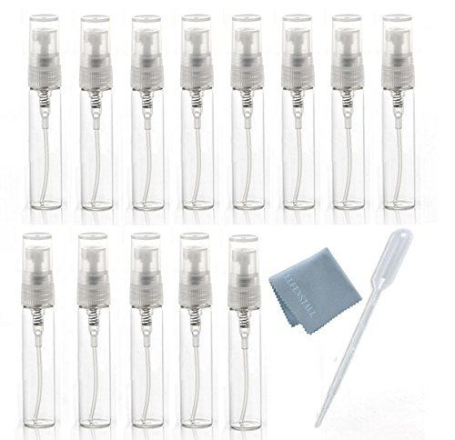Photo 1 of 10 Pack Elfenstal- 25pcs Clear 5ml 1/6oz Glass Atomizer bottle Spray Refillable Perfume Empty Bottle Glass Clean Cloth for Travel Party Must Makeup Tool 250 total