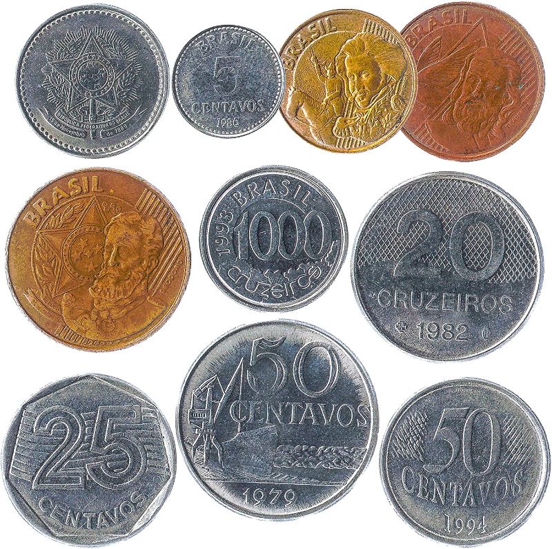 Photo 1 of 10 Different Coins from Brazil | Old Collectible Brazilian Money Centavos Cruzados | Perfect Choice for Your Coin Bank Holders or Album