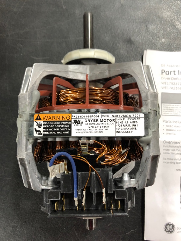 Photo 1 of DRYER MOTOR REPLACEMENT, S58TVMGA-7201