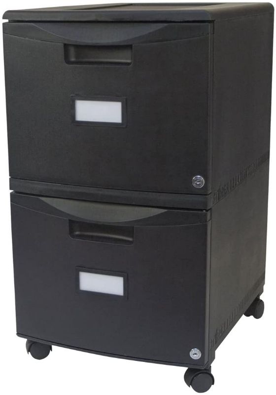 Photo 1 of Storex 61312B01C Two-Drawer Mobile Filing Cabinet, 14-3/4w x 18-1/4d x 26h, Black
