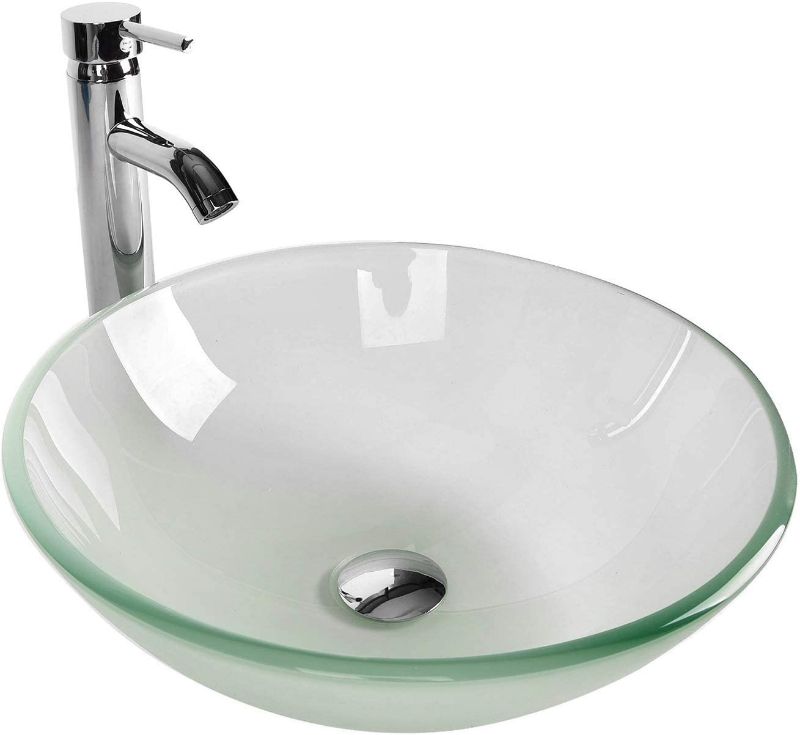 Photo 1 of YOURLITE Frosted Glass Vessel Sink and Faucet Combo Round Countertop Basin for Bathroom Vanity Utility Sink above Counter
PHOTO FOR REFERENCE. ITEM MAY DIFFER SLIGHTLY. OPEN BOX.