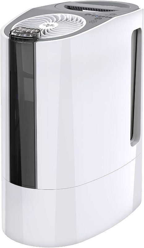 Photo 1 of Vornado UH100 Ultrasonic Cool Mist Humidifier with Fan-Assisted Whole Room Humidification, Auto Humidity Control, Easy View 1 Gallon Water Tank, White
