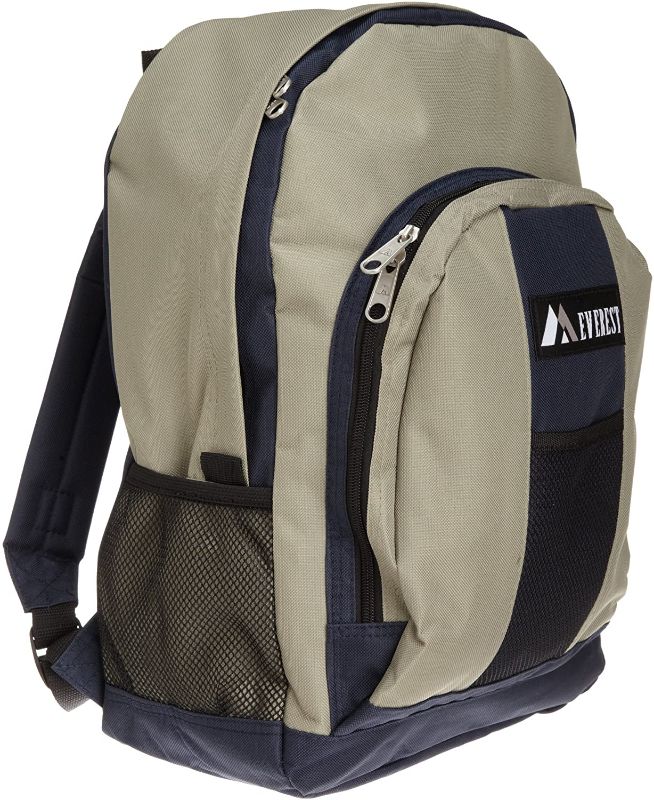 Photo 1 of Everest Luggage Backpack with Front and Side Pockets, Navy/Khaki, Large
