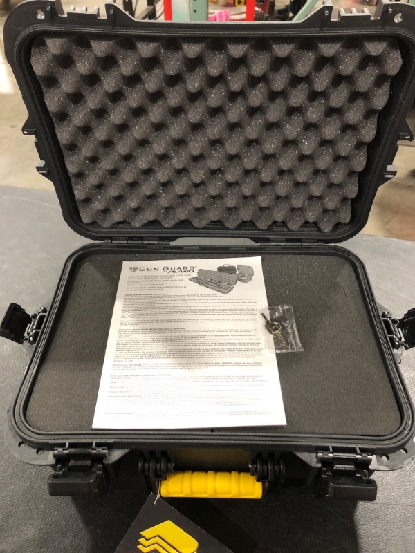 Photo 3 of All Weather Hard Pistol Case, Large 18.38"L x 14.25"W x 8"H, Black w/Yellow Latches & Handle
