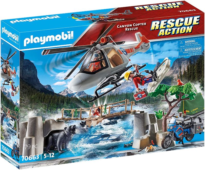 Photo 1 of Playmobil Canyon Copter Rescue. OPEN BOX. POSSIBLY MISSING ITEMS.
