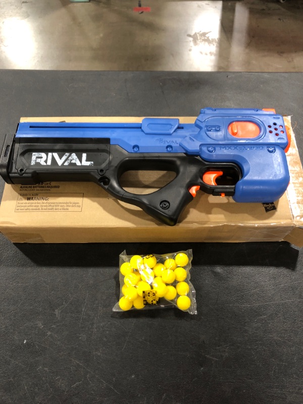 Photo 2 of NERF Rival Charger MXX-1200 Motorized Blaster -- 12-Round Capacity, 100 FPS Velocity -- Includes 24 Official Rival Rounds -- Team Blue
