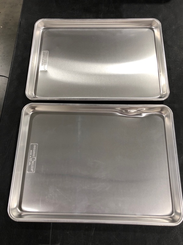 Photo 2 of Baking Oven Half Sheet Aluminum Metal Pan | Professional, Commercial and Industrial Grade, Rimmed 2 Piece Bakeware Set - Great for Roasting Durable, Oven Safe, Non Toxic, Easy to clean 13 x 18 inch
