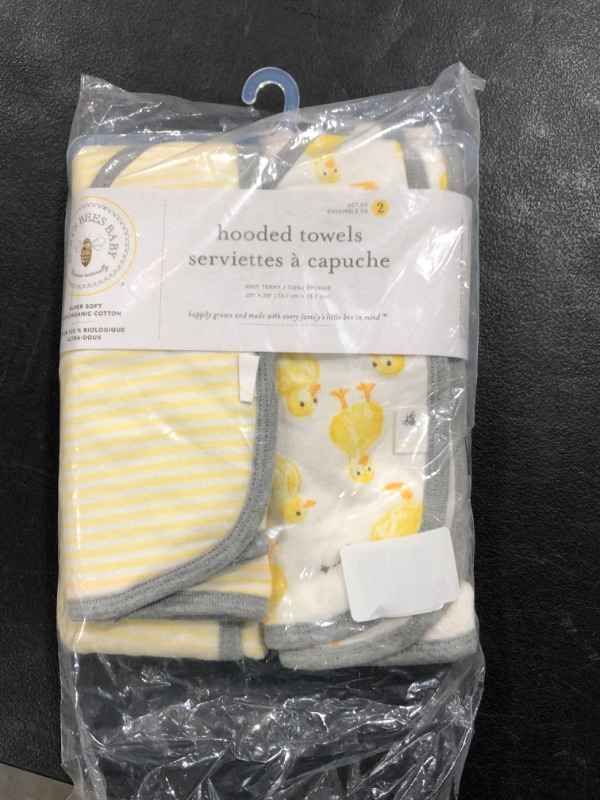 Photo 2 of Burt's Bees Baby - Hooded Towels, Absorbent Knit Terry, Super Soft Single Ply, 100% Organic Cotton (Little Ducks, 2-Pack)