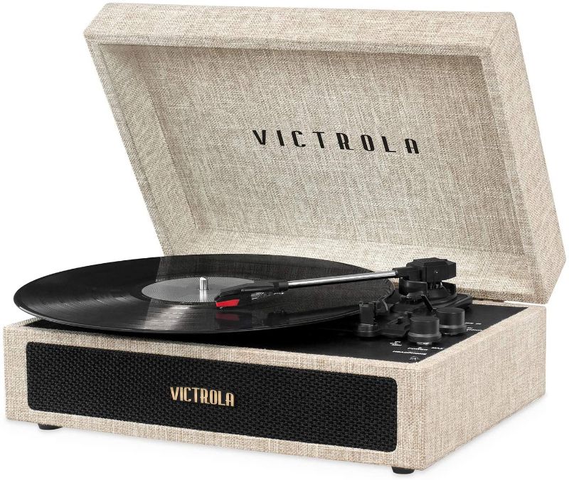 Photo 1 of Victrola Parker Bluetooth Suitcase Record Player with 3-Speed Turntable, Light Beige (VSC-580BT-LBB)