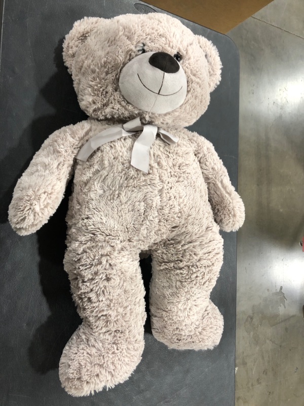 Photo 2 of Huge Teddy Bear with Ribbon, Light Gray