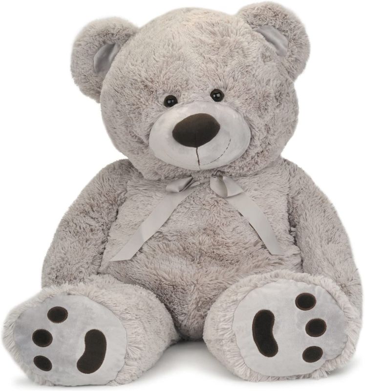 Photo 1 of Huge Teddy Bear with Ribbon, Light Gray