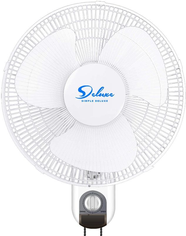Photo 1 of Simple Deluxe Digital Household Wall Mount Fans 16 Inch Adjustable Tilt, 90 Degree, 3 Speed Settings