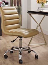 Photo 1 of Ripple Armless Mid Back Vinyl Office Chair Tan