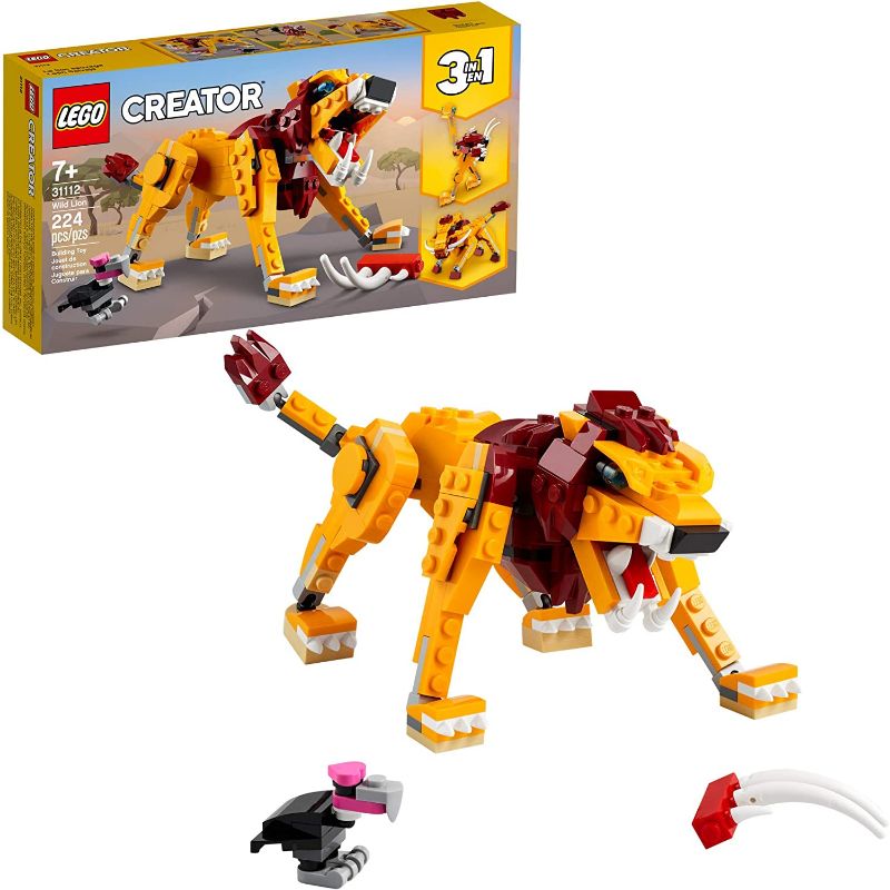 Photo 1 of LEGO Creator 3in1 Wild Lion 31112 3in1 Toy Building Kit Featuring Animal Toys for Kids, New 2021 (224 Pieces)
