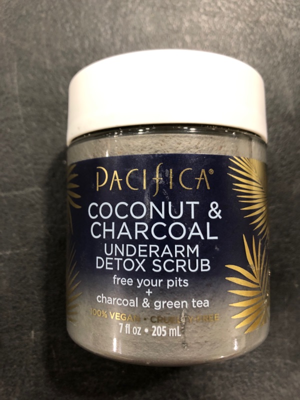 Photo 2 of Pacifica Beauty, Coconut and Charcoal Underarm Detox Scrub, For Natural Deodorant Users, Aluminum Free, Safe for Sensitive Skin, 100% Vegan and Cruelty Free + Clean Beauty. OPEN CONTAINER.
