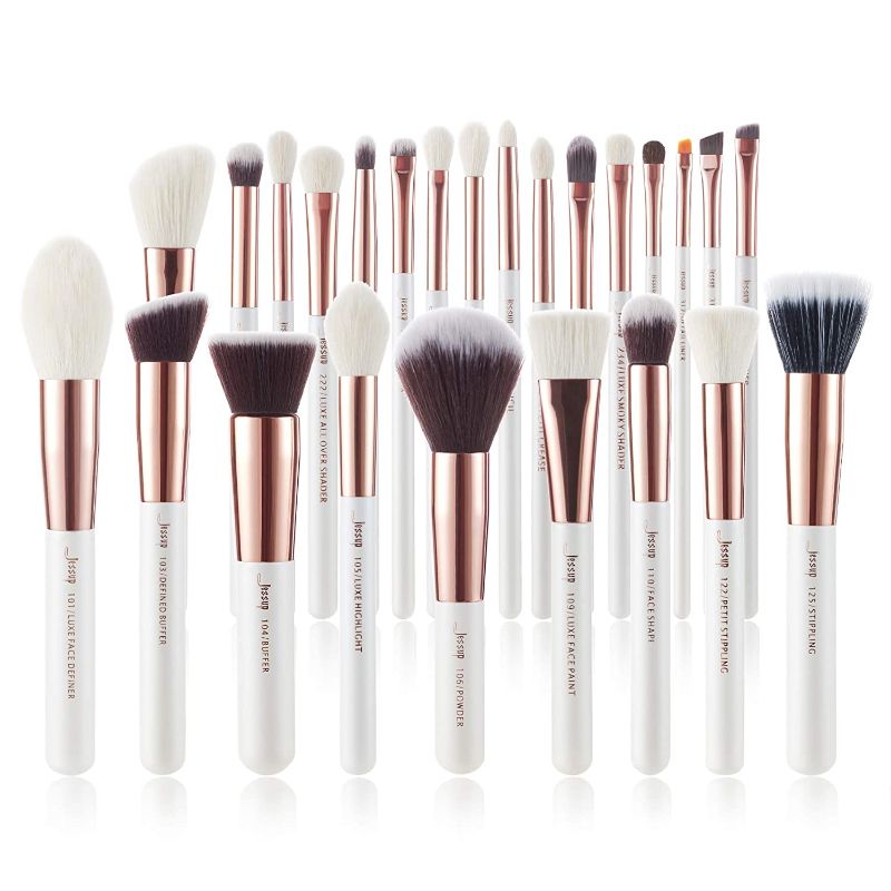 Photo 1 of Jessup Brand 22pcs Professional Makeup Brush set Beauty Cosmetic Foundation Power Blushes eyelashes Lipstick Natural-Synthetic Hair Brushes set WHITE/SILVER. PHOTO FOR REFERENCE ONLY.