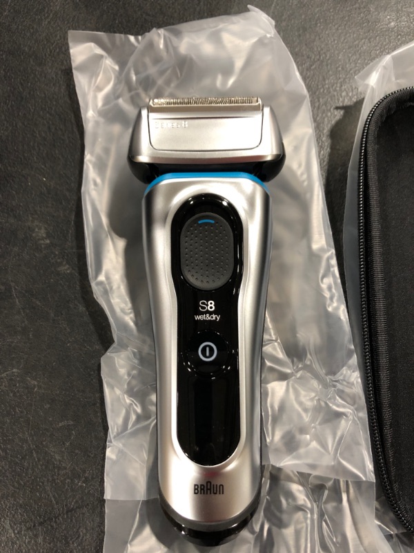 Photo 4 of Braun Series 8 8370cc Next Generation, Electric Shaver, Rechargeable & Cordless Razor, Silver, with Clean & Charge Station & Fabric Travel Case
