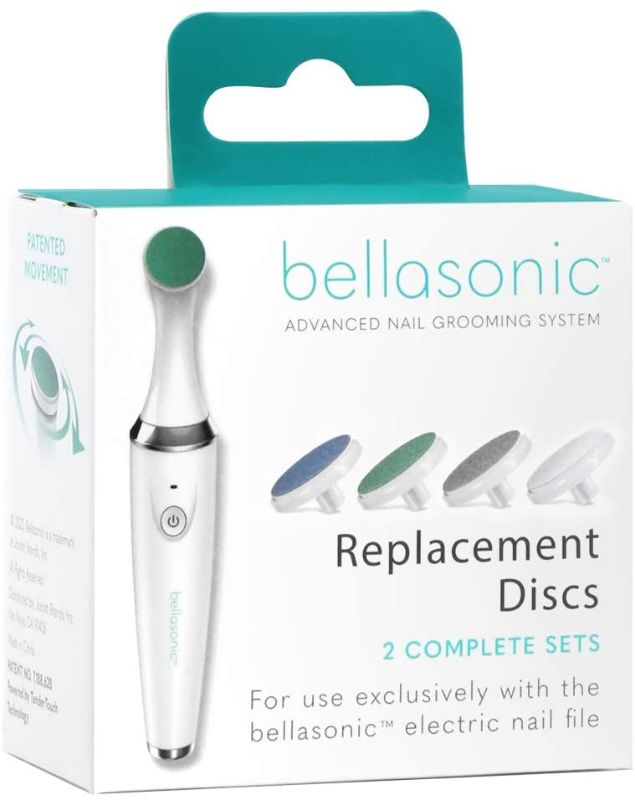 Photo 1 of Replacement Discs for Bellasonic 4-in-1 Rechargeable Electric Nail File Set with Unique Oscillating Head – Shape, Smooth, Buff & Shine Nails | Remove Cuticles & Calluses (2 Sets)
