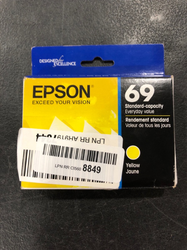 Photo 2 of EPSON T069 DURABrite Ultra -Ink Standard Capacity Yellow -Cartridge (T069420-S) for select Epson Stylus and WorkForce Printers
OPEN BOX.