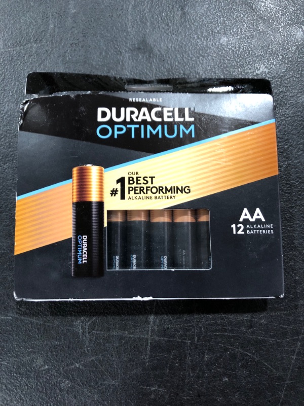 Photo 2 of Duracell Optimum AA Batteries | 12 Count Pack | Lasting Power Double A Battery | Resealable Package For Storage | Alkaline AA Battery Ideal for Household and Office Devices
