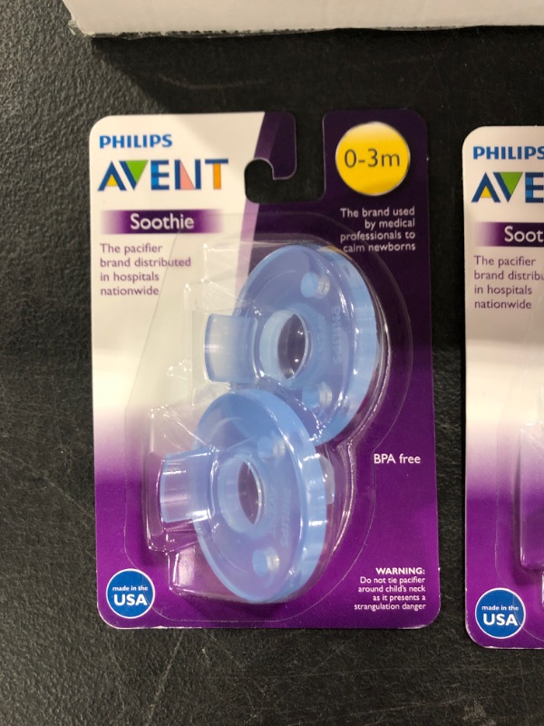 Photo 3 of Philips AVENT Soothie Pacifier, Blue, 0-3 Months, 8 Pack, SCF190/43
