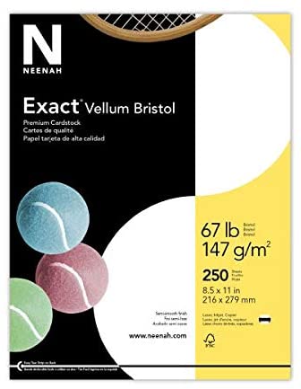 Photo 1 of Exact Vellum Bristol, 8.5" x 11", 67 lb/147 GSM, White, 94 Brightness, 250 Sheets (80218)
