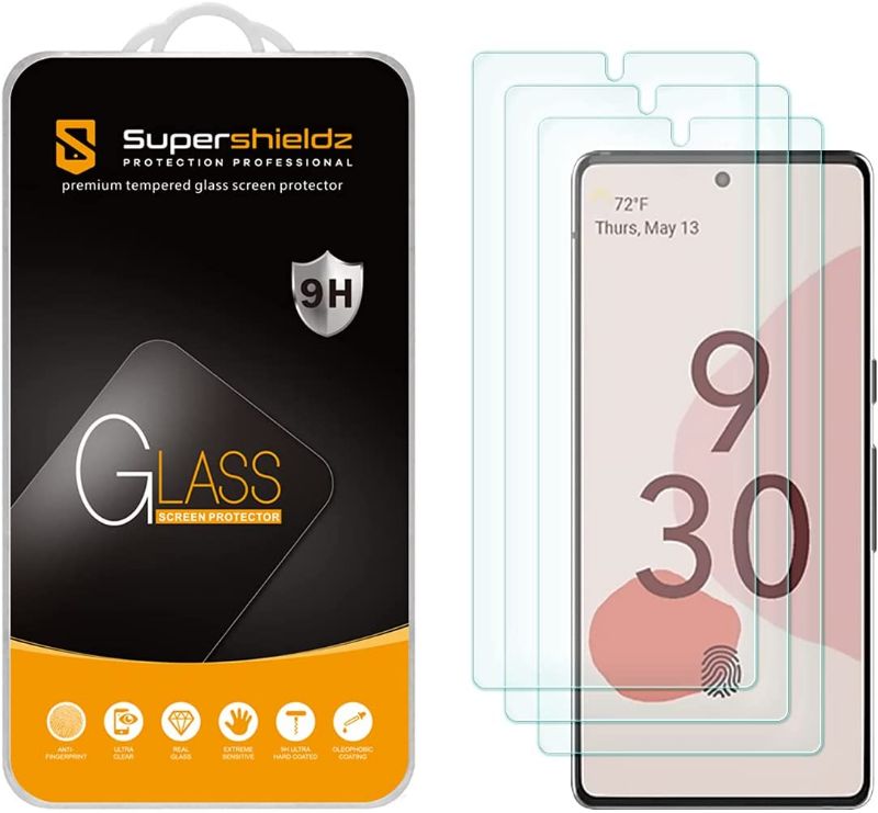 Photo 1 of (3 Pack) Supershieldz Designed for Google Pixel 6 Tempered Glass Screen Protector, Anti Scratch, Bubble Free
