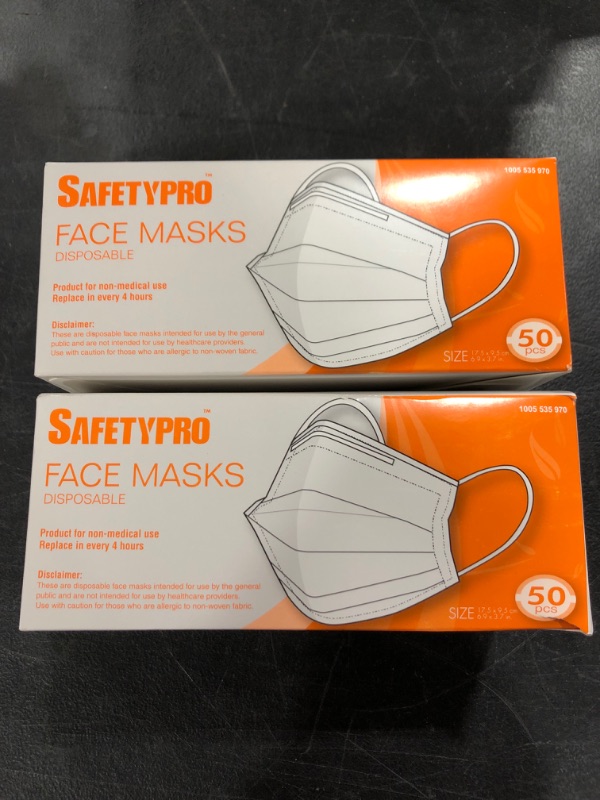 Photo 2 of Disposable Non-Woven Protective Mask for Adult (50 Pieces)
LOT OF 2 BOXES FOR 100 PIECES TOTAL.