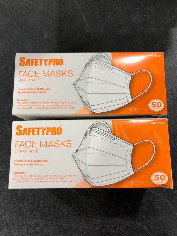 Photo 2 of Disposable Non-Woven Protective Mask for Adult (50 Pieces)
LOT OF 2 BOXES FOR 100 PIECES TOTAL.