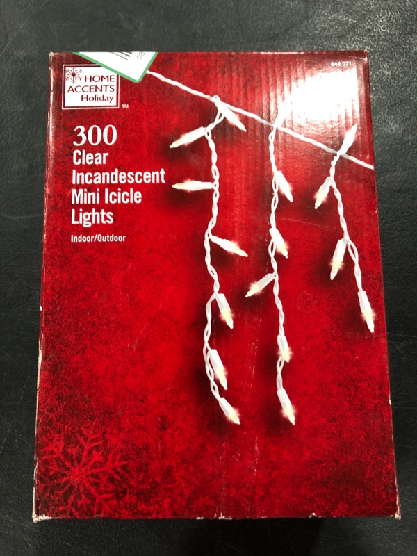 Photo 1 of 300 CLEAR MINI ICICLE LIGHTS, 13FT. 3INCH. INDOOR/OUTDOOR.