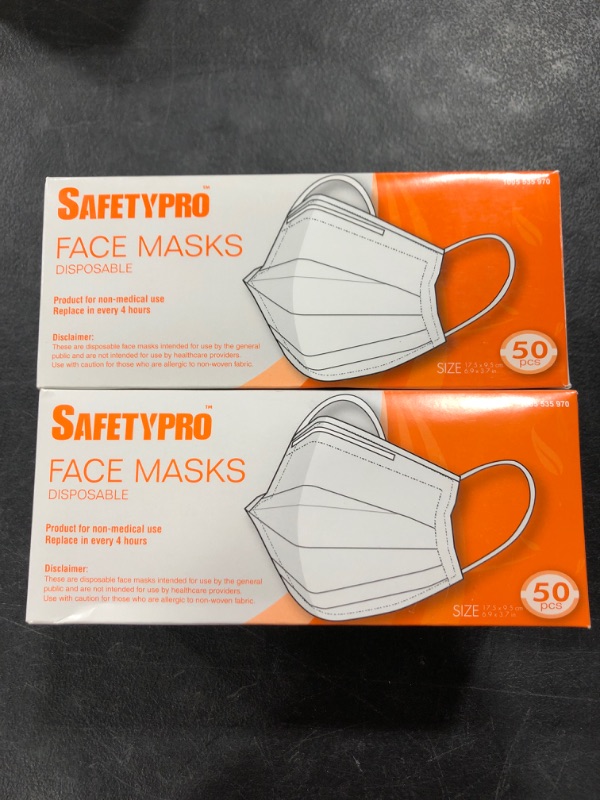 Photo 2 of Disposable Non-Woven Protective Mask for Adult (50 Pieces)
LOT OF 2 BOXES FOR 100 PIECES TOTAL. 