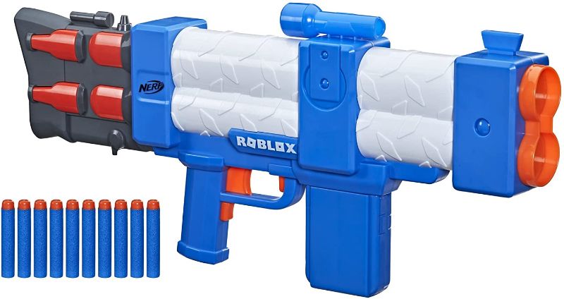 Photo 1 of NERF Roblox Arsenal: Pulse Laser Motorized Dart Blaster, 10 Elite Darts, 10-Dart Clip, Code to Unlock in-Game Virtual Item
MISSING DARTS. PRIOR USE.