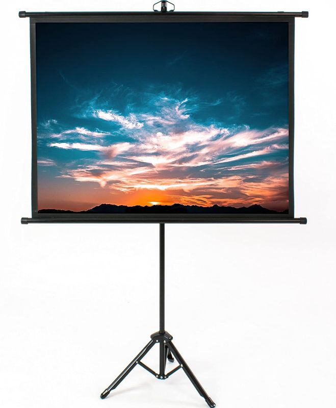 Photo 1 of VIVO 50 inch Mini Portable Indoor Outdoor Projector Screen, 50 inch Diagonal Projection, HD 4:3 Projection Pull Up Foldable Stand Tripod, PS-T-050B
