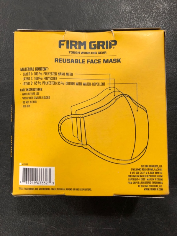 Photo 2 of Firm Grip Reusable Face Mask- Tough Working Gear (16 Pack)
