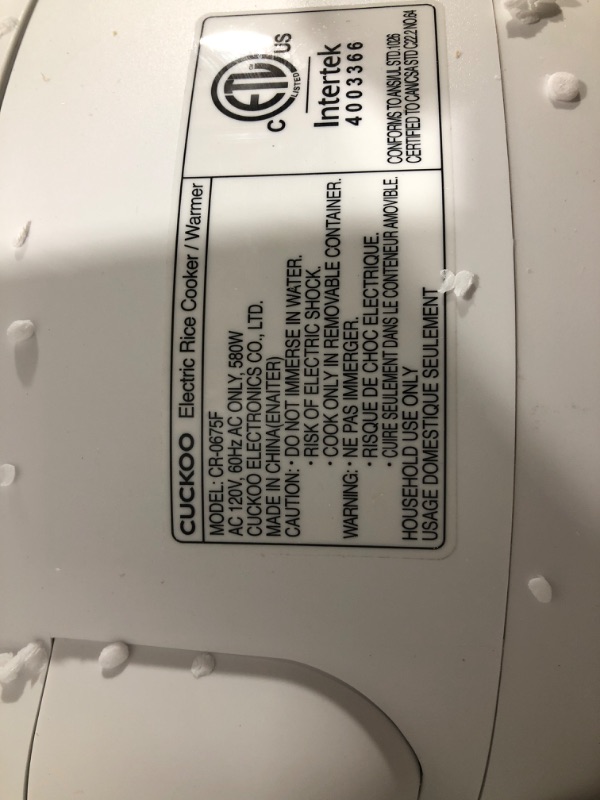 Photo 2 of CUCKOO CR-0675F | 6-Cup (Uncooked) Micom Rice Cooker | 13 Menu Options: Quinoa, Oatmeal, Brown Rice & More, Touch-Screen, Nonstick Inner Pot | White