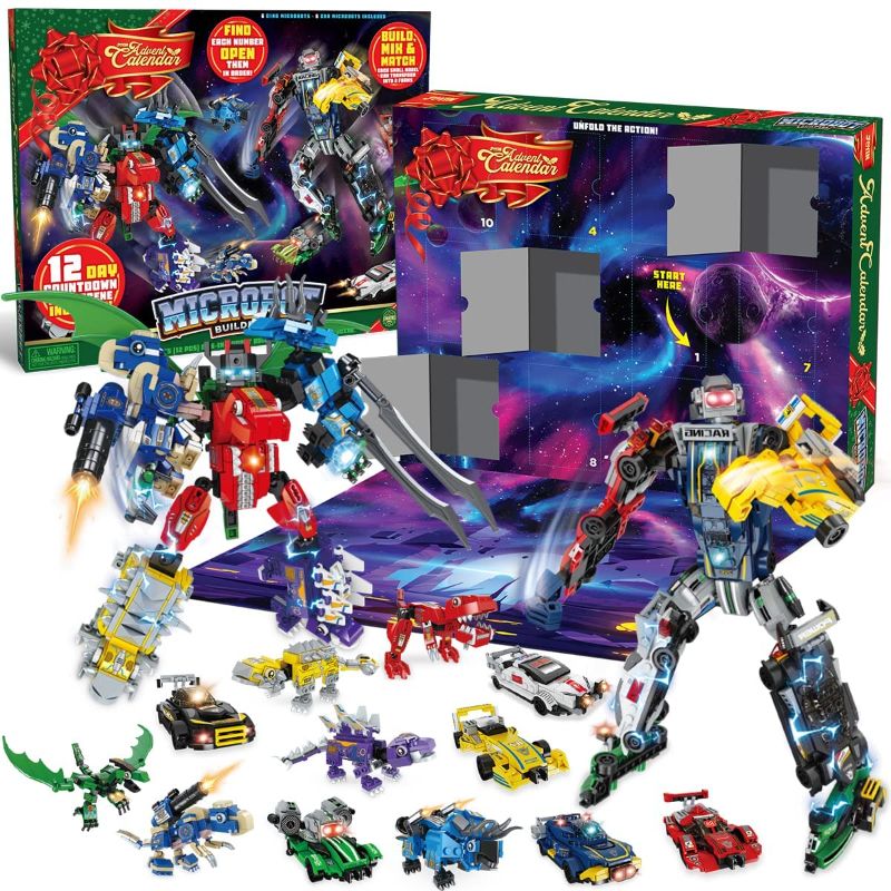 Photo 1 of JOYIN Dinosaur Robot Racing Car Building Blocks 12 Days Advent Calendar for Kids Christmas 24 Days Countdown
