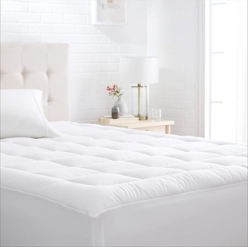 Photo 1 of Amazon Basics Down-Alternative Mattress Topper Pad with Cotton Shell - King