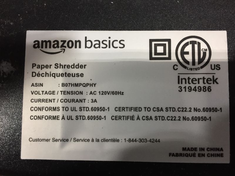 Photo 4 of Amazon Basics 12-Sheet Heavy Duty Cross-Cut Paper Shredder - Shred Paper, Credit Cards, Documents - 4.8 Gallon Bin
