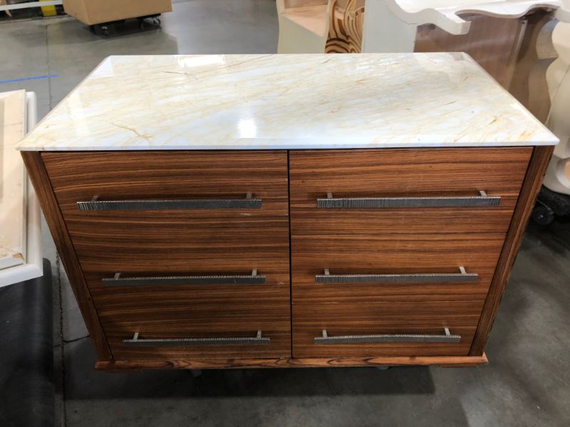 Photo 1 of 4 DRAWER WOODEN DRESSER WITH MARBLE TOP H36 INCH W48 INCH L26 INCH 