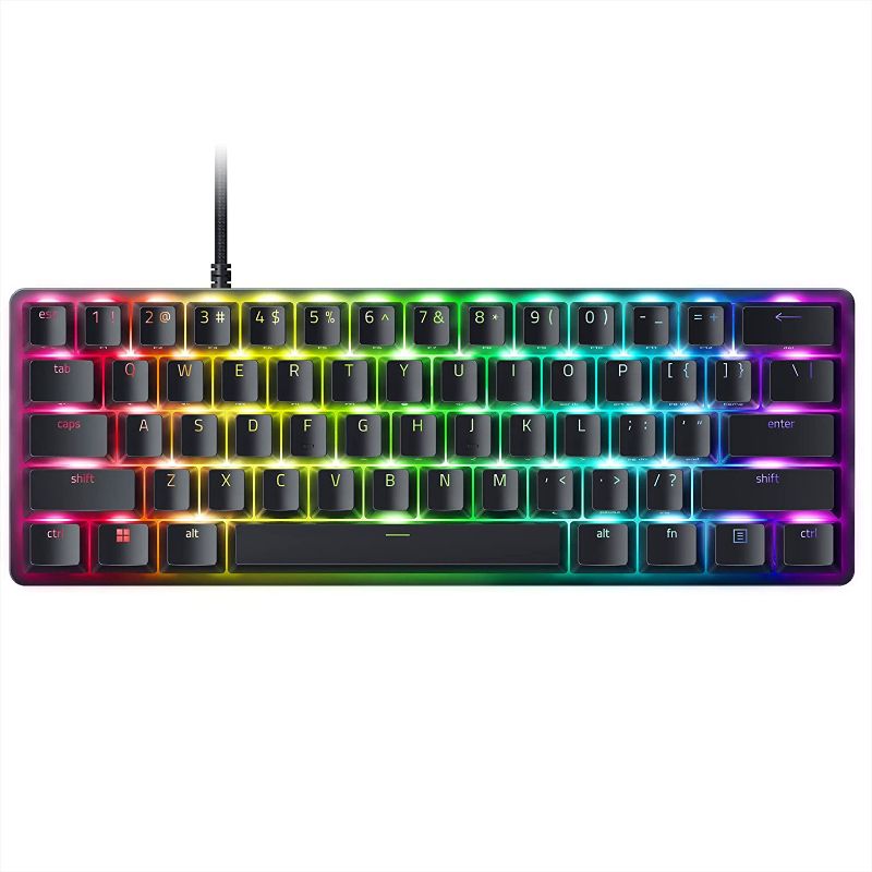 Photo 1 of Razer - Huntsman Mini 60% Wired Optical Clicky Switch Gaming Keyboard with Chroma RGB Backlighting - Black