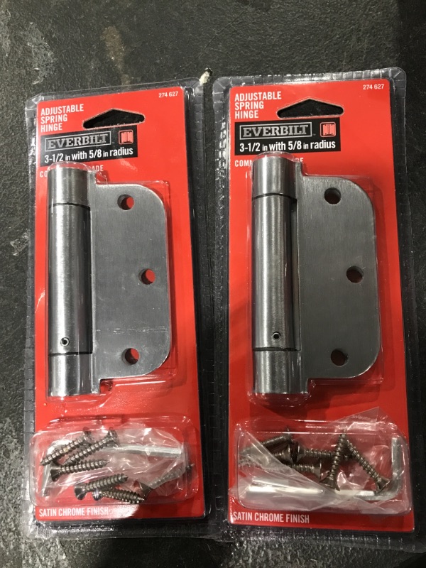 Photo 1 of 3-1/2 in. x 5/8 in. Radius Satin Chrome Adjustable Spring Door Hinge (2-pack)