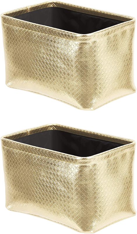 Photo 1 of Amazon Basics Storage Bins - Metallic Gold, 2-Pack
