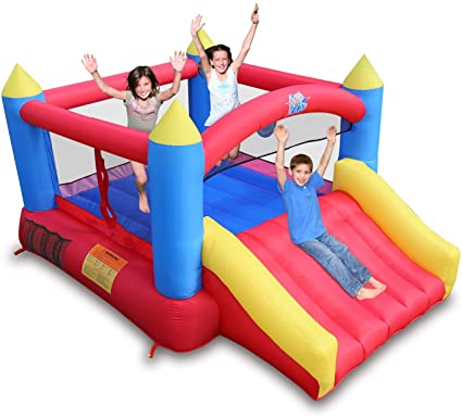 Photo 1 of Action Air Bounce House, Inflatable Bouncer with Air Blower, Jumping Castle with Slide, Family Backyard Bouncy Castle, Durable Sewn with Extra Thick Material, Idea for Kids(C-9745)
