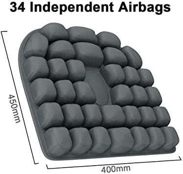 Photo 1 of Air Inflatable Seat Cushion Water Injection Chair Pad, 17.7'' x 15.7'' x 1.9'' Portable Breathable Comfort Hemorrhoid Tailbone Pain Relief Cushion Car Seat Office Chair Wheelchair (Grey)
